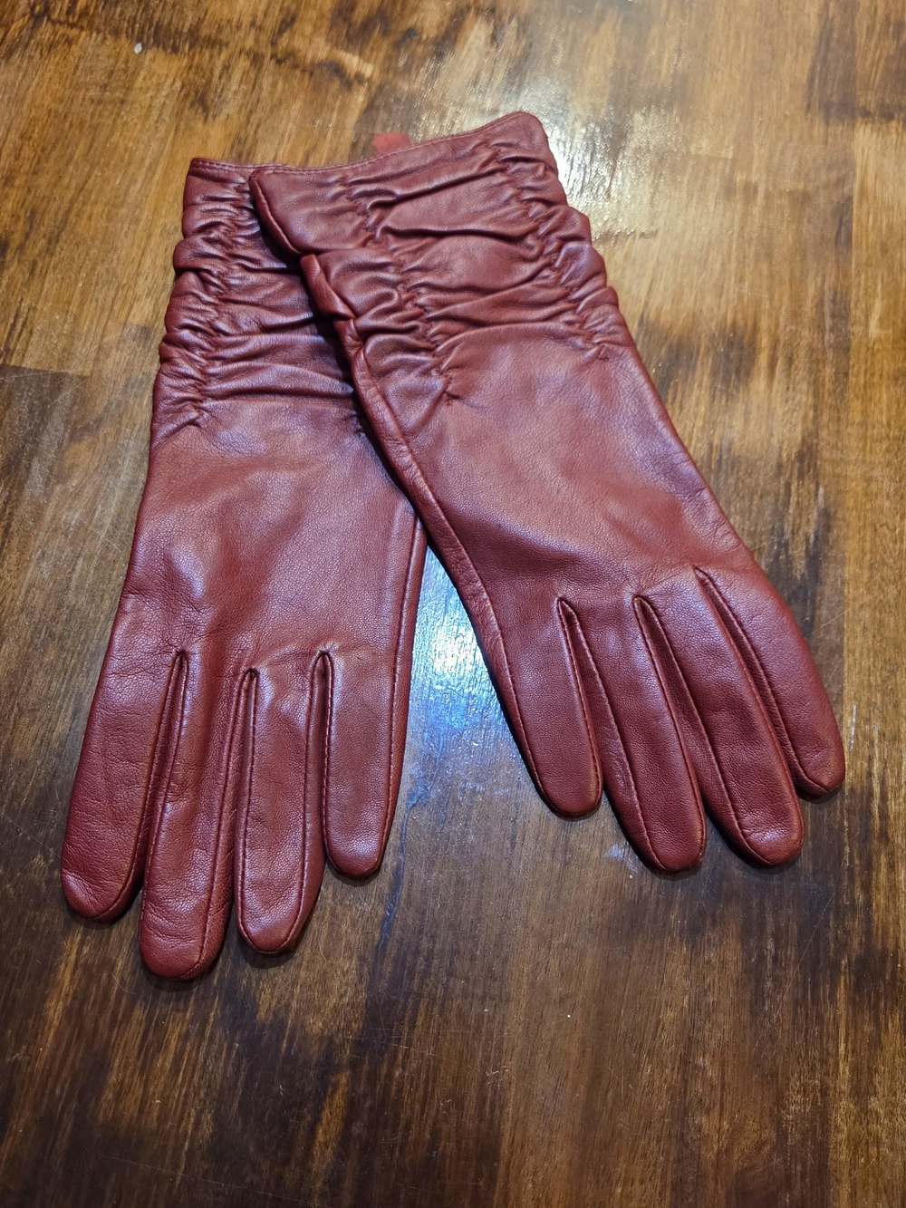 Alexandria Bartlett Red Genuine Leather Womens Gloves M Old Money Preppy